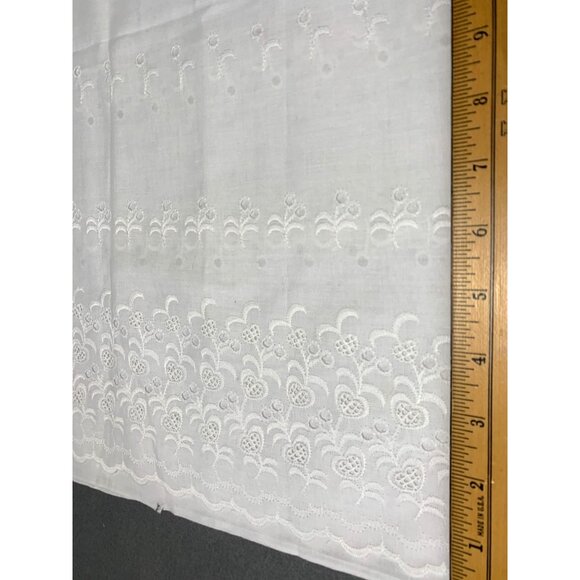White Embroidered Lace Cotton Fabric 1 yard x 44" wide Floral Pattern - Picture 3 of 5